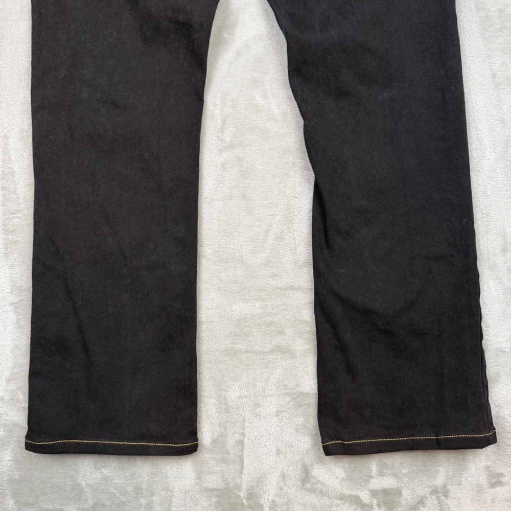 True Religion Billy Relaxed Bootcut Jeans Black Orange Contrast Stitch Mens 31 - Picture 2 of 15